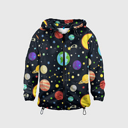 Ветровка с капюшоном детская Солнечная система, цвет: 3D-черный