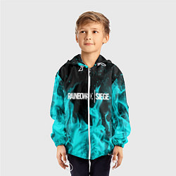 Ветровка с капюшоном детская R6S: Turquoise Flame, цвет: 3D-белый — фото 2