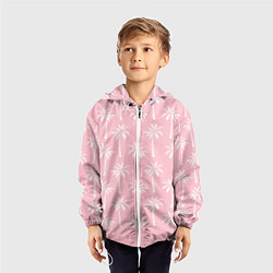 Ветровка с капюшоном детская Розовые тропики, цвет: 3D-белый — фото 2
