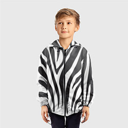 Ветровка с капюшоном детская Африканская зебра, цвет: 3D-черный — фото 2
