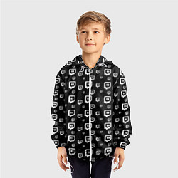 Ветровка с капюшоном детская Twitch: Black Pattern, цвет: 3D-белый — фото 2