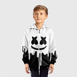 Ветровка с капюшоном детская MELLO BLACK x WHITE, цвет: 3D-белый — фото 2