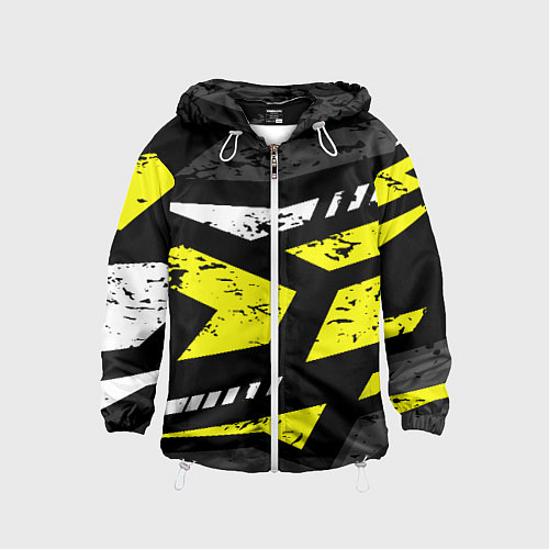 Детская ветровка Black yellow abstract sport style / 3D-Белый – фото 1