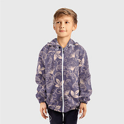 Ветровка с капюшоном детская Узоры Цветы, цвет: 3D-белый — фото 2