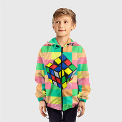 Ветровка с капюшоном детская Кубик Рубика, цвет: 3D-черный — фото 2