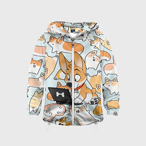 Детская ветровка Корги / 3D-Белый – фото 1