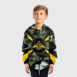 Ветровка с капюшоном детская Войска связи, цвет: 3D-черный — фото 2