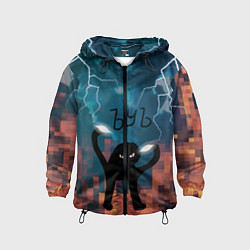 Ветровка с капюшоном детская ЪУЪ Молнии, цвет: 3D-черный