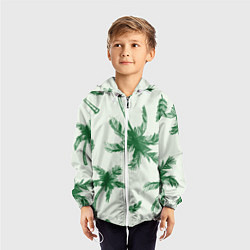 Ветровка с капюшоном детская Пальмовый рай, цвет: 3D-белый — фото 2