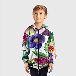 Ветровка с капюшоном детская Цветы, цвет: 3D-черный — фото 2