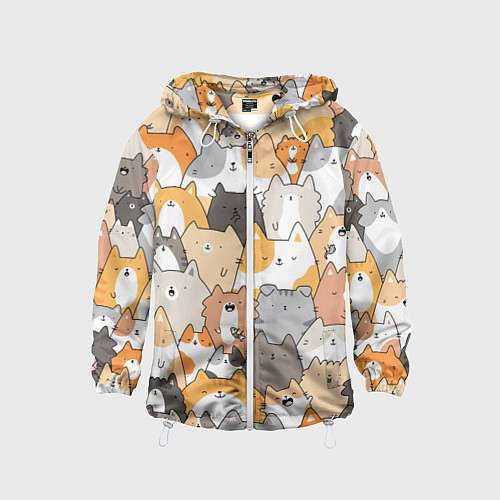 Детская ветровка Кошачья стая / 3D-Белый – фото 1
