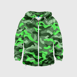 Ветровка с капюшоном детская CAMOUFLAGE GREEN, цвет: 3D-белый