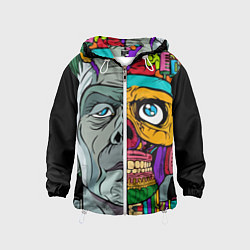 Ветровка с капюшоном детская Франкенштейн, цвет: 3D-белый
