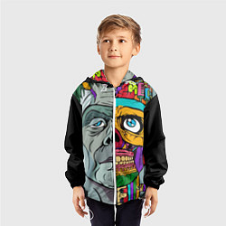 Ветровка с капюшоном детская Франкенштейн, цвет: 3D-белый — фото 2
