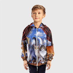 Ветровка с капюшоном детская Коты, цвет: 3D-белый — фото 2
