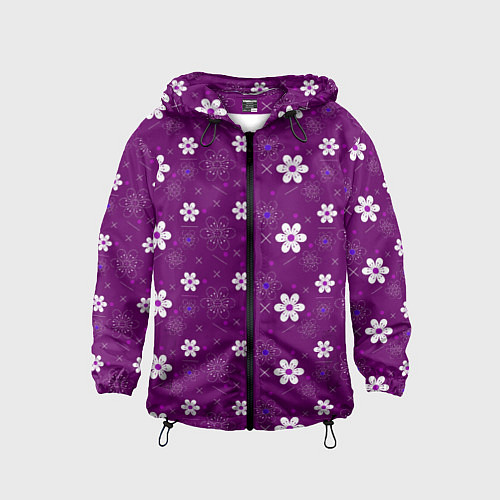 Детская ветровка Узор цветы на фиолетовом фоне / 3D-Черный – фото 1