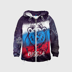 Ветровка с капюшоном детская Russia Bear, цвет: 3D-белый