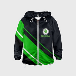 Ветровка с капюшоном детская SKODA, цвет: 3D-белый