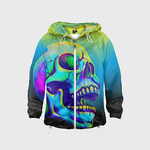 Детская ветровка Neon skull / 3D-Белый – фото 1