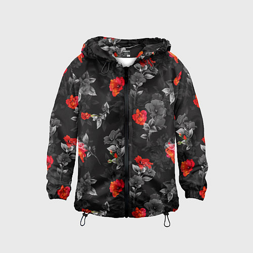 Детская ветровка Красные цветы / 3D-Черный – фото 1