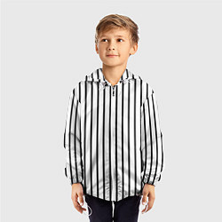 Ветровка с капюшоном детская Чёрные и белые полосы, цвет: 3D-белый — фото 2