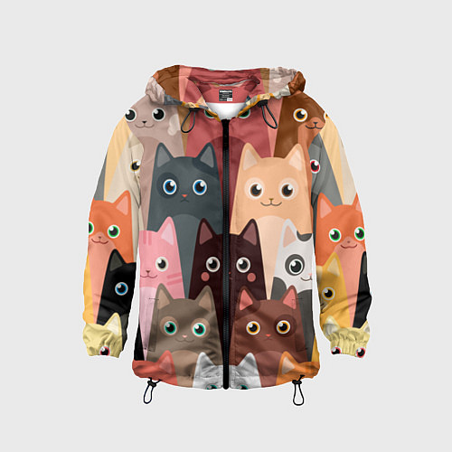 Детская ветровка Котики мультяшные / 3D-Черный – фото 1