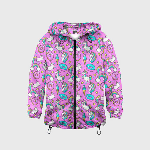 Детская ветровка Единороги и пончики / 3D-Черный – фото 1
