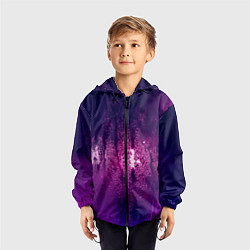 Ветровка с капюшоном детская Стекло дождь фиолетовый, цвет: 3D-черный — фото 2