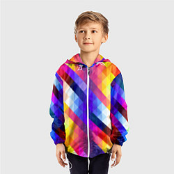 Ветровка с капюшоном детская Пиксельная радуга, цвет: 3D-белый — фото 2
