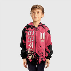Ветровка с капюшоном детская BTS LOGO БТС ЛОГОТИП, цвет: 3D-черный — фото 2