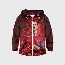 Ветровка с капюшоном детская Cristiano Ronaldo Portugal, цвет: 3D-белый