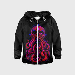 Ветровка с капюшоном детская Череп Осьминог Octopus Skull, цвет: 3D-белый