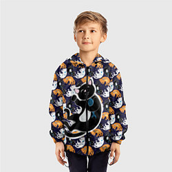 Ветровка с капюшоном детская Японские котики, цвет: 3D-черный — фото 2