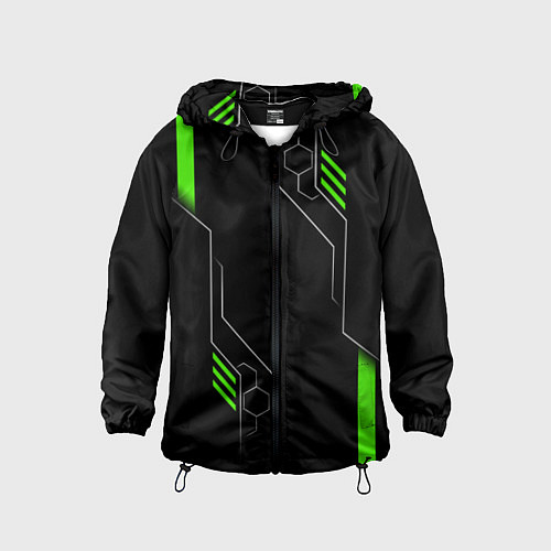 Детская ветровка ФУТУРИСТИЧНАЯ БРОНЯ ЗЕЛЕНАЯ / 3D-Черный – фото 1