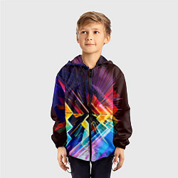 Ветровка с капюшоном детская Цифровая радуга, цвет: 3D-черный — фото 2