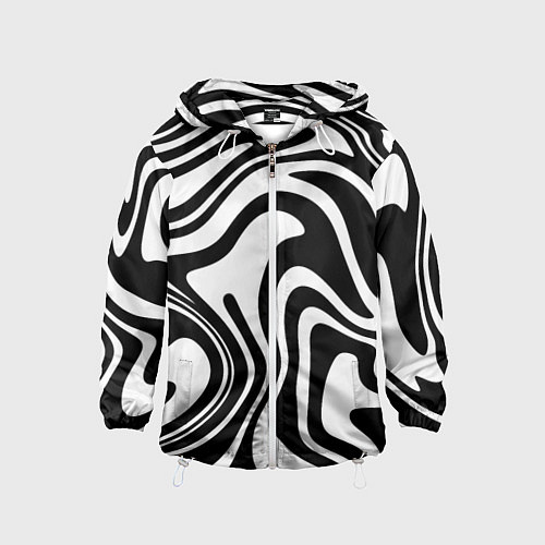 Детская ветровка Черно-белые полосы Black and white stripes / 3D-Белый – фото 1