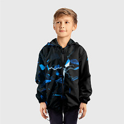 Ветровка с капюшоном детская Осколки стекла и молния, цвет: 3D-черный — фото 2