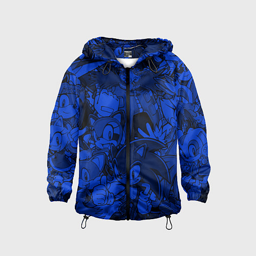 Детская ветровка SONIC BLUE PATTERN СИНИЙ ЁЖ / 3D-Черный – фото 1