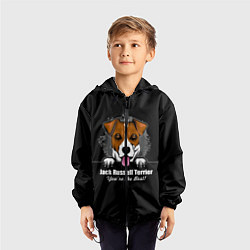 Ветровка с капюшоном детская Джек-Рассел-Терьер Jack Russell Terrier, цвет: 3D-черный — фото 2