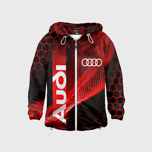 Детская ветровка AUDI АУДИ SPORT СПОРТ RED AND BLACK / 3D-Белый – фото 1