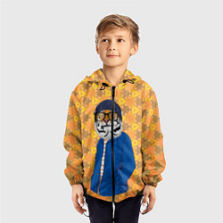 Ветровка с капюшоном детская Стильный Тигр в очках фурри, цвет: 3D-черный — фото 2