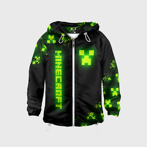 Детская ветровка MINECRAFT NEON LOGO CREEPER / 3D-Белый – фото 1