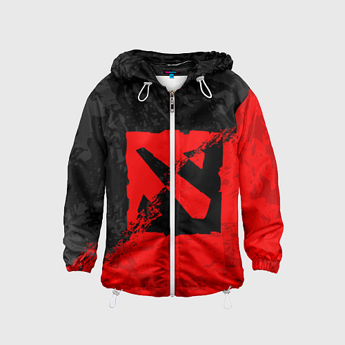 Детская ветровка DOTA 2 RED BLACK LOGO, БРЫЗГИ КРАСОК / 3D-Белый – фото 1