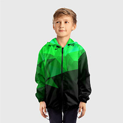 Ветровка с капюшоном детская Изумрудный Зеленый Геометрия, цвет: 3D-черный — фото 2