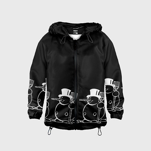 Детская ветровка Снеговик на черном фоне / 3D-Черный – фото 1