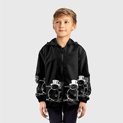 Ветровка с капюшоном детская Снеговик на черном фоне, цвет: 3D-черный — фото 2