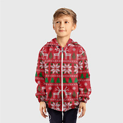 Ветровка с капюшоном детская Вязаный принт с оленями, цвет: 3D-белый — фото 2