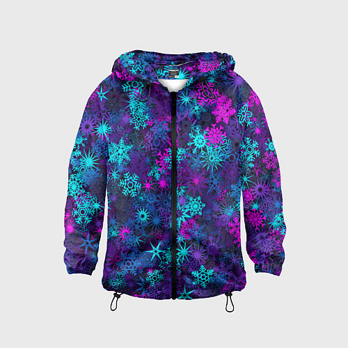 Детская ветровка Неоновые снежинки / 3D-Черный – фото 1