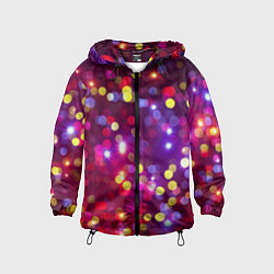 Ветровка с капюшоном детская ПРАЗДНИЧНЫЕ ОГОНЬКИ НОВЫЙ ГОД 2022, цвет: 3D-черный