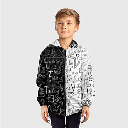 Ветровка с капюшоном детская ЧЁРНО БЕЛЫЕ ФОРМУЛЫ ФИЗИКА МАТЕМАТИКА, цвет: 3D-черный — фото 2